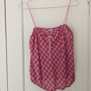 Gingham silk tank